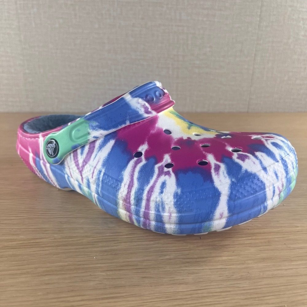 Crocs Classic Lined Tie Dye Clogs Multi Color Blue Pink Mens 6 Womens 8